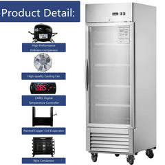 Chery Industrial 27"W Merchandiser Refrigerator Commercial Display Glass Door Refrigerator (N818P191850S)