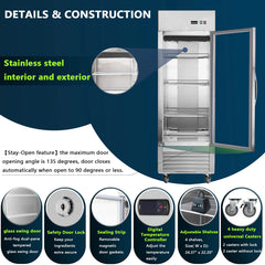 Chery Industrial 27"W Merchandiser Refrigerator Commercial Display Glass Door Refrigerator (N818P191850S)