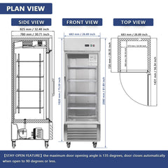 Chery Industrial 27"W Merchandiser Refrigerator Commercial Display Glass Door Refrigerator (N818P191850S)