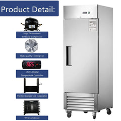 Chery Industrial 27"W Single Solid Door Reach-In Refrigerator 19 cu. ft. Commercial Refrigerator (N818P191846S)