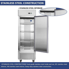 Chery Industrial 27"W Single Solid Door Reach-In Refrigerator 19 cu. ft. Commercial Refrigerator (N818P191846S)