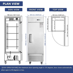 Chery Industrial 27"W Single Solid Door Reach-In Refrigerator 19 cu. ft. Commercial Refrigerator (N818P191846S)
