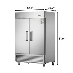 Chery Industrial 54"W Commercial Freezer 42 cu. ft. 2 Solid Door Reach-In Freezer (N818P191848S)