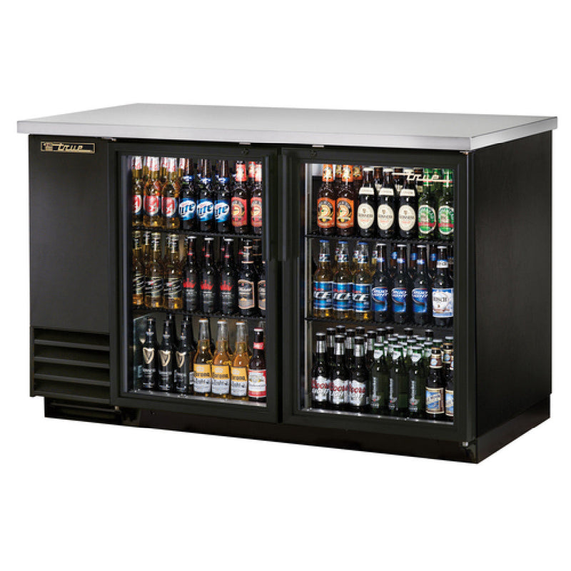 True Refrigeration 58-7/8 Inch Back Bar Cooler Two-section with Glass Doors (TBB-2G-HC-LD)