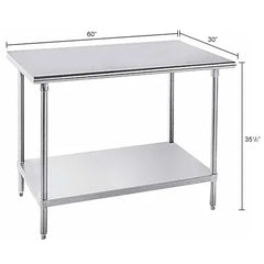 Advance Tabco 430 Stainless Steel Table, 60 x 30", Adjustable Undershelf, 16 Gauge (WBB579893)