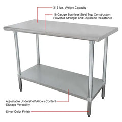 Advance Tabco 430 Stainless Steel Table, 72 x 30", Adjustable Undershelf, 16 Gauge (WBB580050)