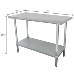 Advance Tabco 430 Stainless Steel Table, 72 x 30", Adjustable Undershelf, 16 Gauge (WBB580050)