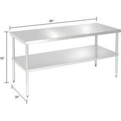 Aero Manufacturing 304 Stainless Steel Table, 96 x 30", Undershelf, 14 Gauge (WB250179)