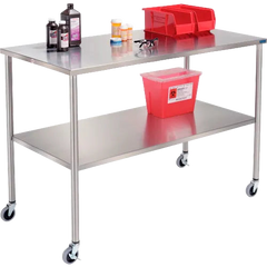 Global Industrial™ Mobile Stainless Steel Instrument Table, 60"W x 24"D, Undershelf (WBB529967)