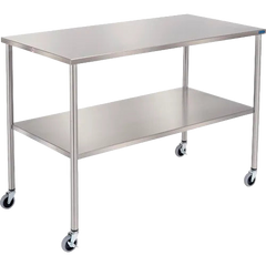 Global Industrial™ Mobile Stainless Steel Instrument Table, 60"W x 24"D, Undershelf (WBB529967)