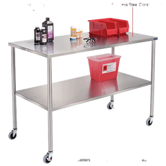 Global Industrial™ Mobile Stainless Steel Instrument Table, 72 x 24", Undershelf (WBB529968)
